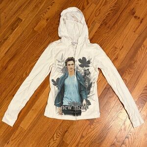 White 'New Moon' Graphic Hoodie - Twilight Movie Print